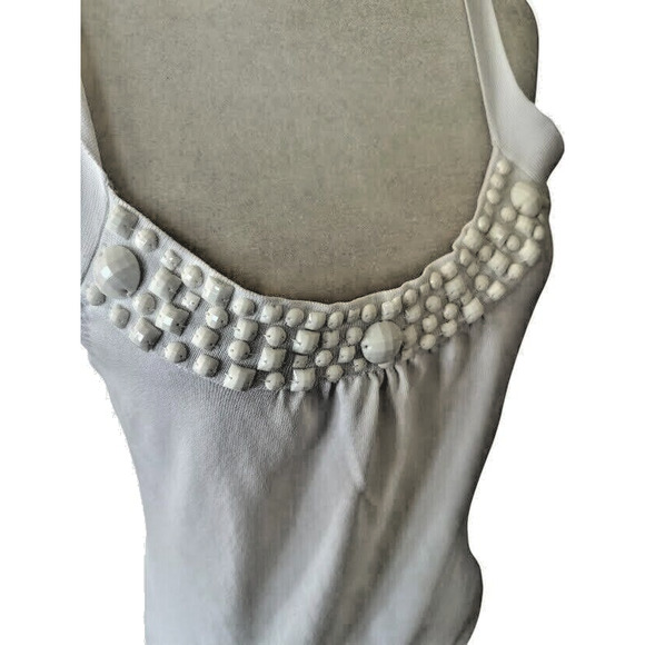 Michael Simon Beaded White Sweater Tank Top Basic Staple Minimalist Size Large - Picture 5 of 8